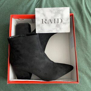 Raid Kola Heeled Ankle Boot ASOS Pointed Toe Black Suede US Size 8
